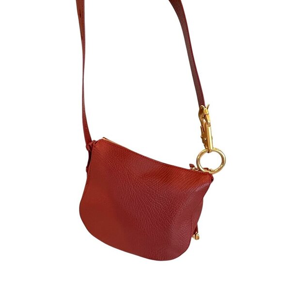 Burberry Knight Red Pebbled Leather Shoulder Bag with Gold hardware - Picture 6 of 16